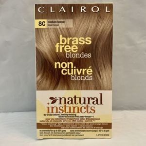 CLAIROL Natural Instincts Hair Color Brass Free 8C Medium Blonde NEW Original